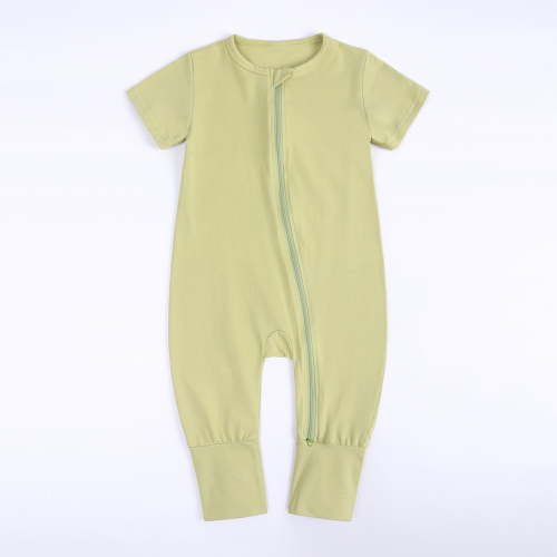 EGNMCR Baby Sleeveless Romper Zipper Toddler Summer Jumpsuit Outfits Infant Pajamas Onesie 0 24 Months (Green,3 6Months) Baby