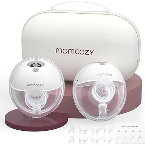 Momcozy M5 Hands Free Breast Pump, Portable Electric Pump of Baby Mouth Double-Sealed Flange with 3 Modes & 9 Levels (Gray, 2 Count)