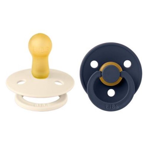 Bibs Colour Latex Pacifiers - 2pk - Size 2 (6-18m) - Ivory/Deep Space