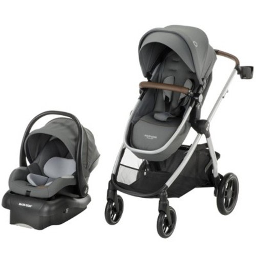Maxi-Cosi Siena CP 5-in-1 Modular Travel System - Stone Glow: Rubber Tires, Product Weight 38.8 lbs, Max Car Seat Weight 30 lbs