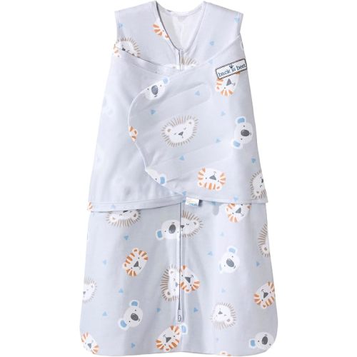 HALO 100% Cotton Sleepsack Swaddle, 3-Way Adjustable Wearable Blanket, TOG 1.5, Multicolor Lions, Tigers, and Bears, Newborn, 0-3 Months