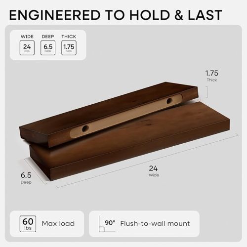 Homeforia 24 Inch Floating Shelves, Set of 2