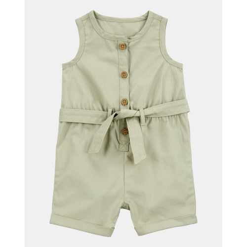 Baby Girl Sleeveless Canvas Romper - Olive - Carter's | Carter's