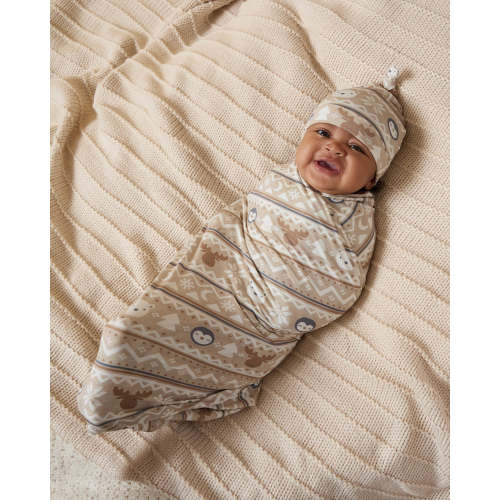 Frosty Fair Isle Swaddle & Hat Set | Little Sleepies