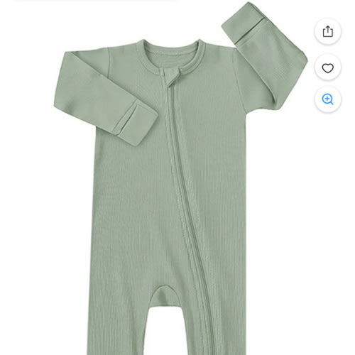 ATAIKU 0-24M Newborn Baby Zipper Footless Pajamas Bamboo Long Sleeve Footed Sleepers Sleep 'N Play