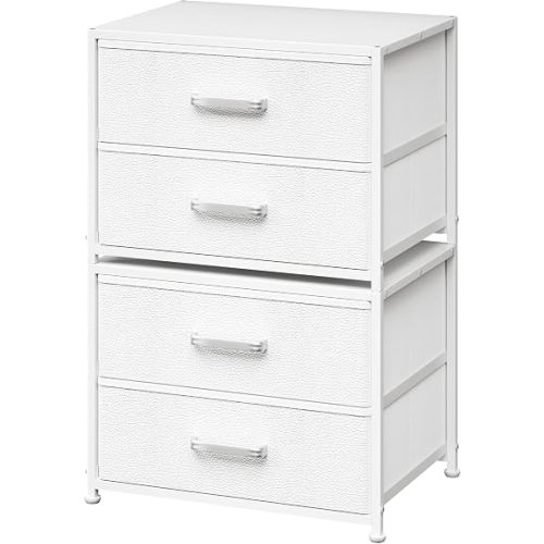 DIMJ Stackable Storage Drawers for Closet Organizers and Storage - Small Dresser for Closet with 4 Fabric Drawers, Closet Storage Drawers, Dresser for Bedroom Organizer for Small Spaces, White