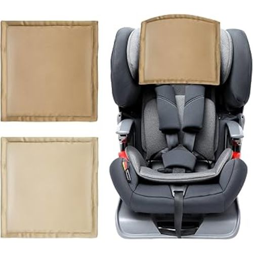 Silky Head Carseat Cover for Babies Silk Feeling Satin Head Cover with Cotton Padded for Boys Girls Infant Sleeping Hair Protection 2pcs for Baby Car Seat Canopy Headrest Protector Gold