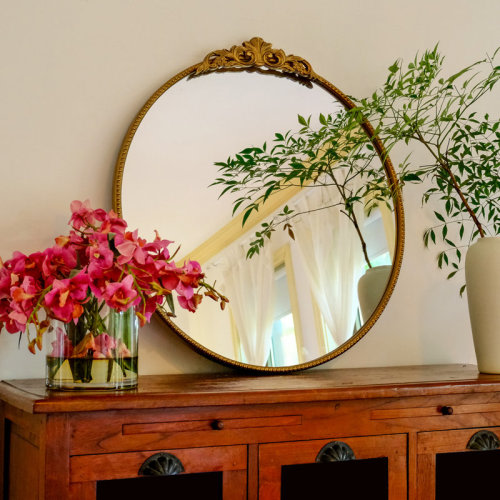 House of Hampton® Kherington Vintage Metal Decorative Wall Mirror & Reviews | Wayfair