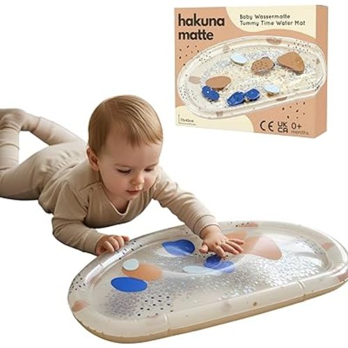Hakuna Matte Baby Water Mat 73 x 42 cm - Tummy Time Water Mat from 3, 6 & 9 Months, Sensory Toy Baby with Glitter, Montessori Water Play Mat, Stomach Position Toy, Aquarium, BPA-Free, Odourless