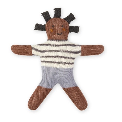 Cotton Knit Baby Rattle Toy: Buddy Blue