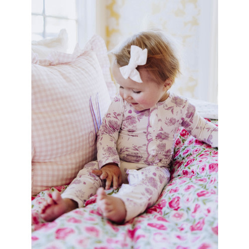 Scalloped Cloud Layette - Falling Purple Petals
