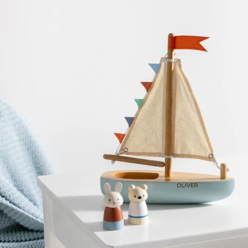 Personalised Wooden Sail Away Boat Toy