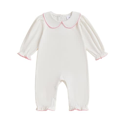 Merqwadd Baby Coming Home Outfit Boy Girl Cotton Long Sleeve Romper Jumpsuit Plain One-Piece Clothes