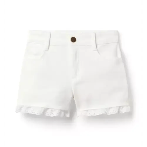 Girl White Denim Eyelet Trim Short by Janie and Jack