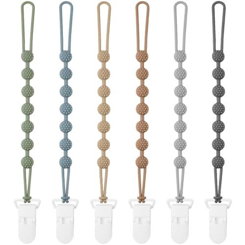6 Pack Baby Pacifier Clip with One Piece Design, BPA Free