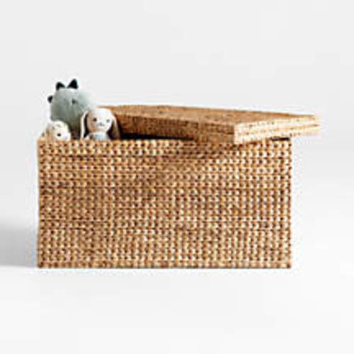 Wonderful Wicker Blue Woven Kids Toy Box with Lid in Blue