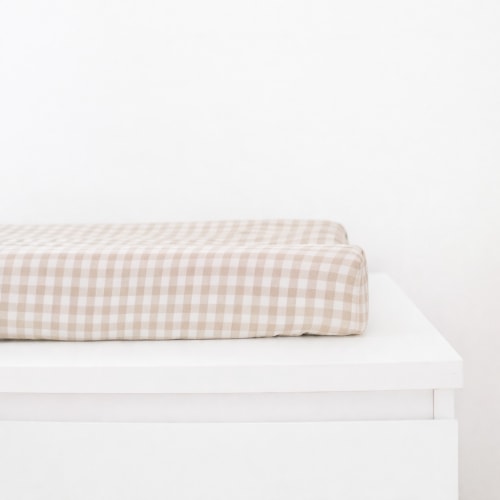Beige Gingaham Changing Pad Cover