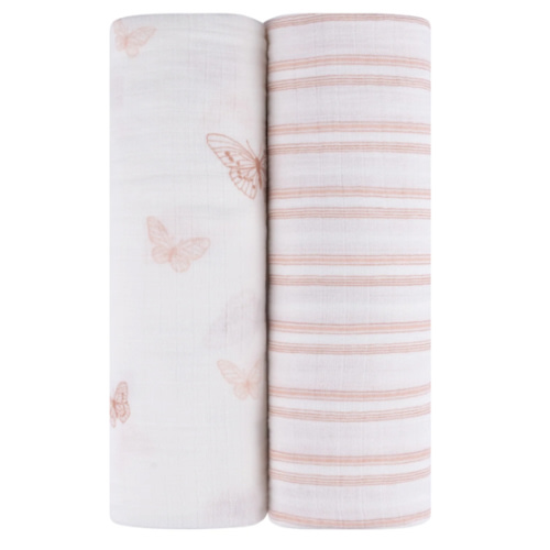 2 Pack Cotton Muslin Swaddle Blanket - Pink Butterfly – Ely's & Co.