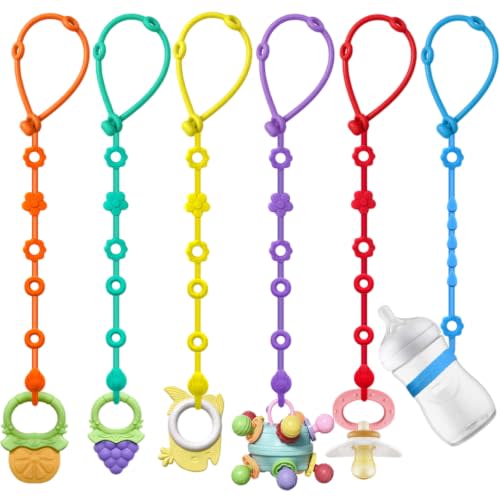 Dustproof Toy Straps for Baby Must Have Travel Essentials Holder | Food-Grade Silicone, No‑Tangle, Withstands ‑40°F to 428°F Adjustable Toddler Leash for Bottle Tether Pacifier Bottle Stroller