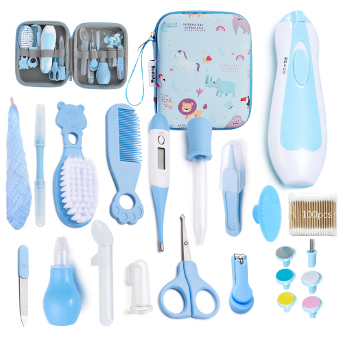 Byseng Baby Healthcare and Grooming Kit, 22 in 1 Safety Newborn Nursery Care Set with Electric Nail Trimmer for Newborn Infant Baby Girls Boys - Blue