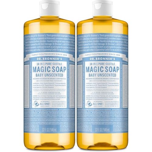 Dr. Bronner's Baby Unscented Pure-Castile Liquid Soap, 32 oz 2-Pack