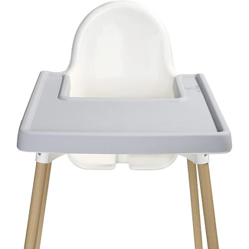 Highchair Grippy Coverall Placemat, Compatible with IKEA Antilop, Highchair Accessories, Wipeable, Silicone Placemat for Highchair Tray (Gray)