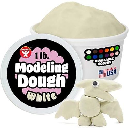 Hygloss Play Modeling Dough for Kids – Safe & Non-Toxic Sensory Dough for Arts and Crafts – 1 lb Tub – Play Clay for Toddler Activities, Preschool Classroom Must-Haves – White Color, Unscented