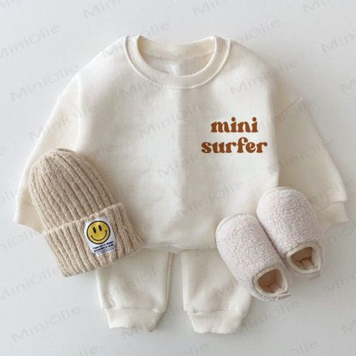 MINI SURFER Baby White Sweatshirt 2-piece Set