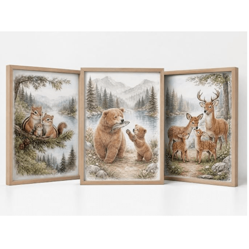 Framed Vintage Woodland Nursery Wall Art