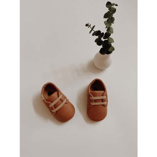 Faux Leather Crib Shoes | Brown