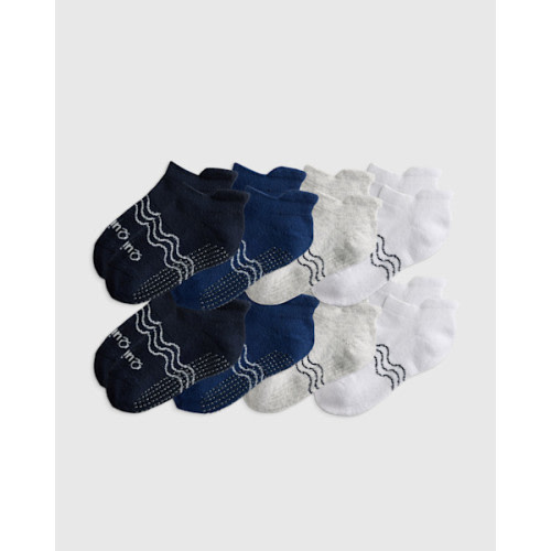 Kids Organic Cotton Gripper Ankle Socks 8-Pack - Toddler 12-24M in Neutral Multi