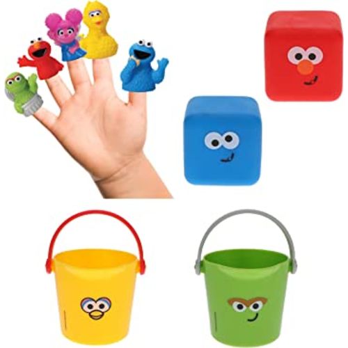 Sesame Street 10 Piece Bath Toy Value Set - Kids Bath Toys