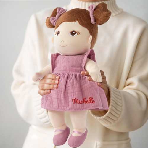 Personalised Embroidery Plush First Baby Doll, Custom Embroidered Name Sleep Soft Little Toy, Toddler Christening, Birthday Shower Xmas Gift