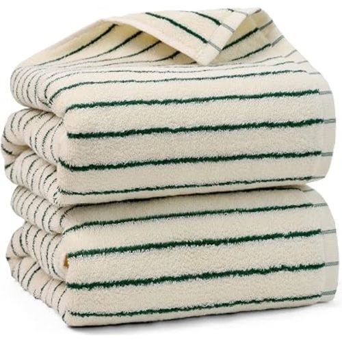Jacquotha Green Striped Bath Towels Set of 2