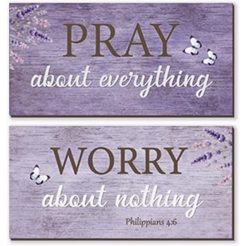 2 Pieces Purple Bathroom Decor Bible Prayer Bathroom Accessories Christian Religious Gift Purple Room Decoration For Home Bedroom Office Church Kitchen Decor, 12 x 6 Inches