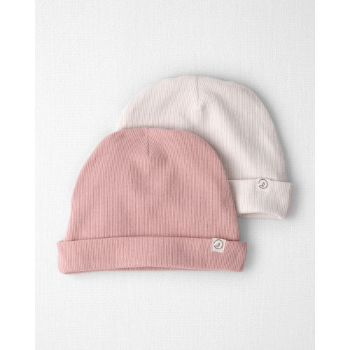 Baby Girl 2-Pack Organic Cotton Rib Caps