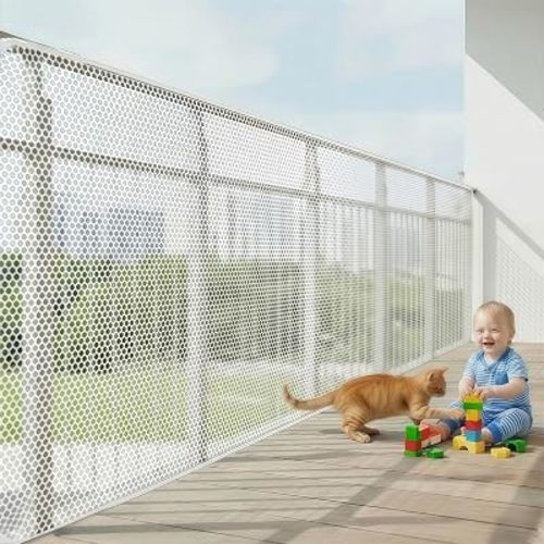 Banister Guard 15ft X 3ft Thick, Balcony Netting for Pets (White