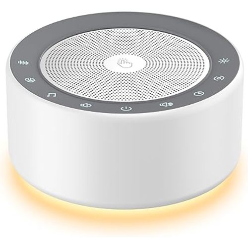 Kipcush White Noise Machine with Night Light – Nursery Sound Machine with Soft Non-Glare Lamp, 30 Soothing Sounds, 8 Color Lights, Up to 8-Hour Timer for Baby & Adults