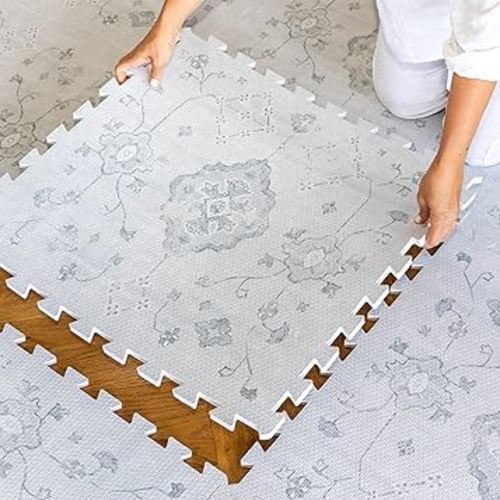 Baby Play Mat for Floor – 6x6ft Vintage Gray | Soft Non Toxic Premium EVA Foam Tiles for Tummy Time, Crawling & Playroom – Waterproof Interlocking Floor Mat for Babies & Toddlers Lillefolk (9 Tiles)
