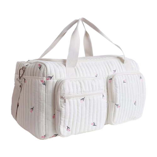 Quilted Baby Diaper Bag Large Cute Duffle Bag For Women (Tulip)