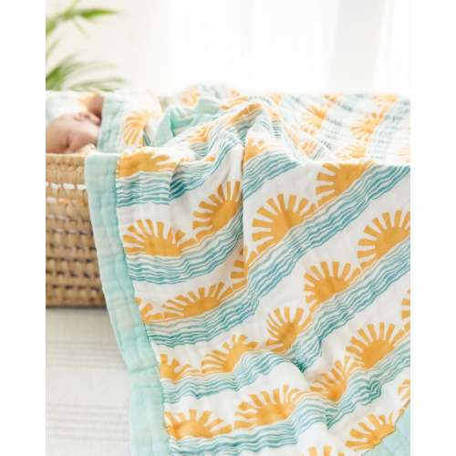 Sun + Wave 6-Layer Bamboo Blanket | Ocean Nursery Decor – Coca + B.