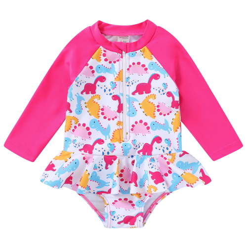 Happy Town Newborn Baby Girls Swimsuit Summer One-Piece Long Sleeve Floral Bathing Suit