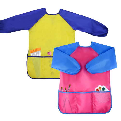 GLUAAE Waterproof Children's Art Smock Kids Painting Aprons with 3 Roomy Pockets,Art Painting Supplies (Paints and Brushes not Included)