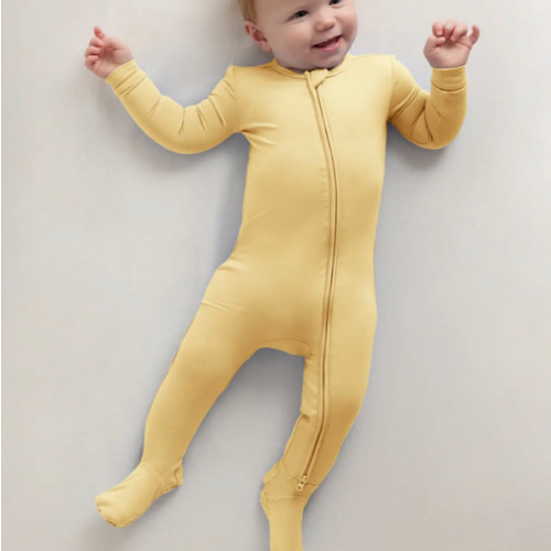 Bamboo Footie Pajama - Solid yellow, blue, or Green