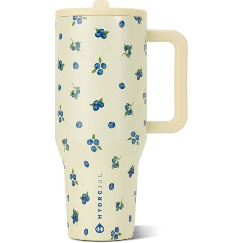 HydroJug Traveler 40oz, Insulated Tumbler with Handle & Straw, Freshly Pick'd