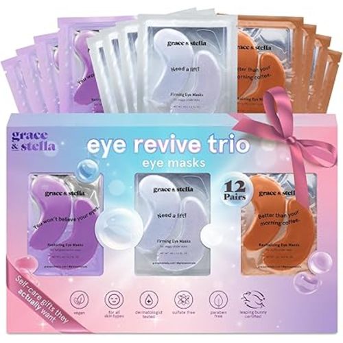 grace & stella Under Eye Patches (12 pairs) Eye Masks for Dark Circles and Puffiness - Gifts for Her, Travel & Self Care Gifts, Bachelorette Party Favors - Vegan Cruelty-Free Skin Care