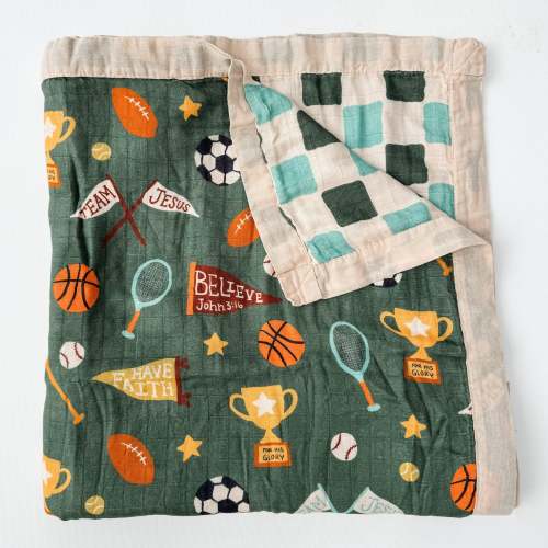 Team Jesus Sports Luxury Double Sided Muslin Catholic Blanket