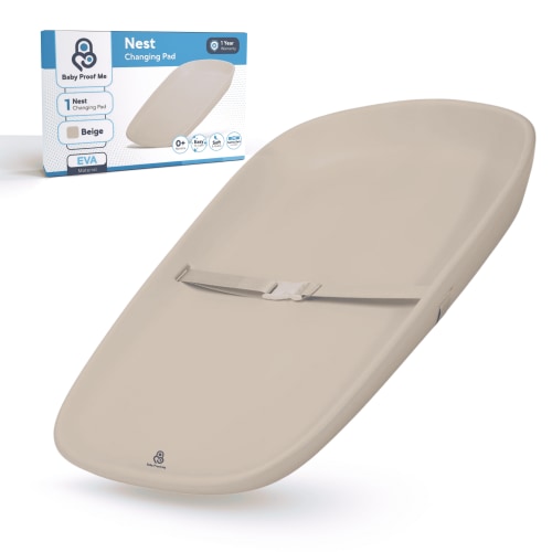 Baby Proof Me Waterproof EVA Portable Diaper Changing Pad with Safety Belt, NEST Changing Table Pad, Beige