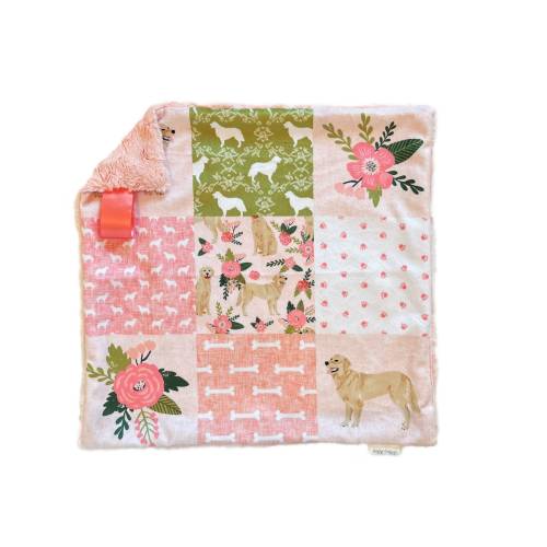 Minky Lovey Blanket, Golden Retriever Blanket,  Dog Lovie Security Blanket, Custom Blanket.