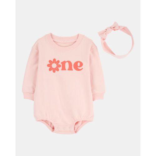 Baby Girl 2-Piece Birthday Bubble & Headwrap Set - Pink | Carter's